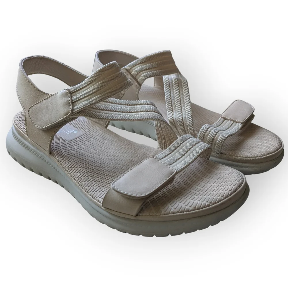 Stefania Italy Beige Adjustable Strap Comfort Walking Sandals Women's 38 US 7.5